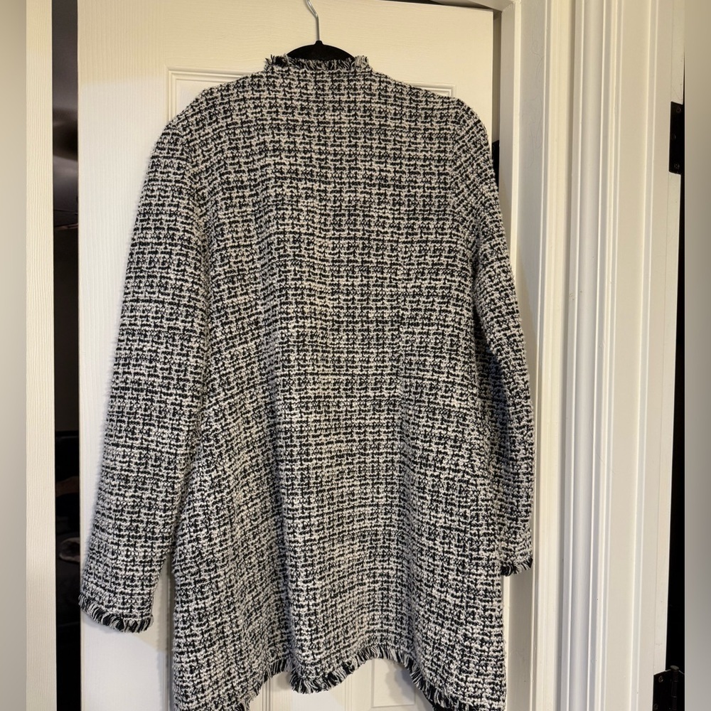 Laundry By Shelli Segal Women Black Tweed Raw Cardigan - Picture 5 of 6